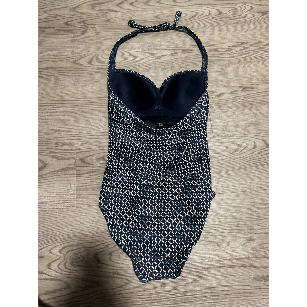 Nip Tuck Swim Multi Fit Cup One‎ Piece Swimsuit Navy Blue Geometric Women's sz 4 - Picture 2 of 4